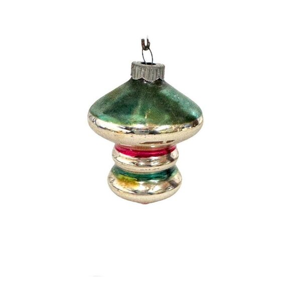 Vintage Shiny Brite Striped Mercury UFO Lantern Tornado Atom Atomic Ornament Lot - Picture 12 of 13